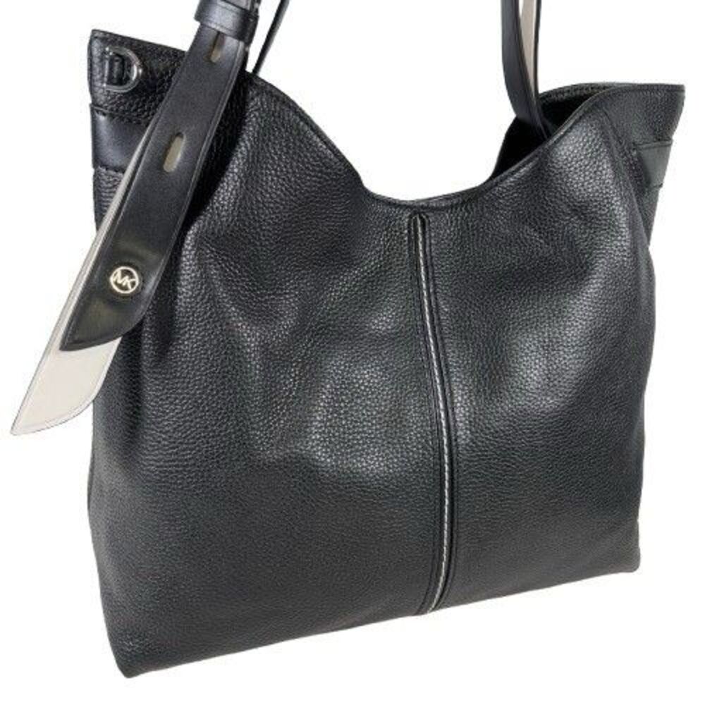 Michael Kors DOWNTOWN ASTOR Black/White Leather Lg Shoulder Tote Bag NWOT $498 - Picture 3 of 16